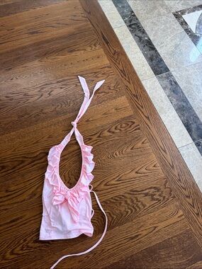 Light Pink Ruffle Halter Top